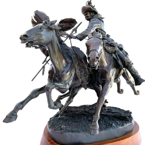Sabre and Lance a sculpture allegory in bronze Indian Wars by James Muir