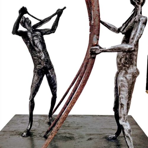 Knut Kvannli welded iron sculpture Music Maybe Love