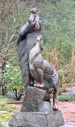 Jason Napier life-size mountain lion bronze sculpture Mother's Pride