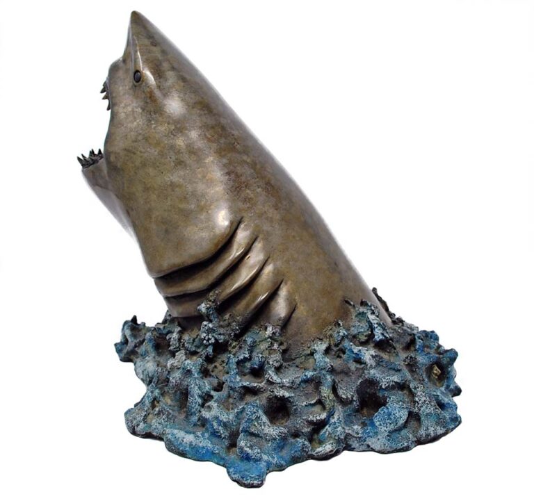Joseph Quillan noted bronze artist – bronze shark sculpture White Death