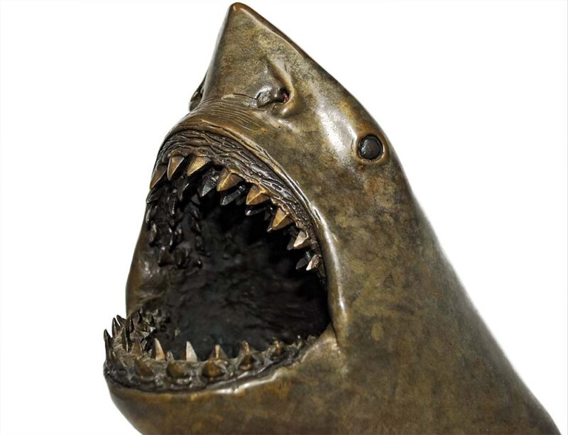 Joseph Quillan noted bronze artist - bronze shark sculpture White Death