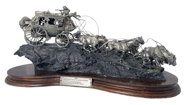 Michael Boyett pewter sculpture – Flat Out for Red River Station