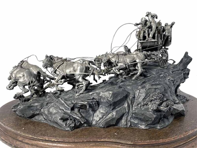 Michael Boyett pewter sculpture - Flat Out for Red River Station