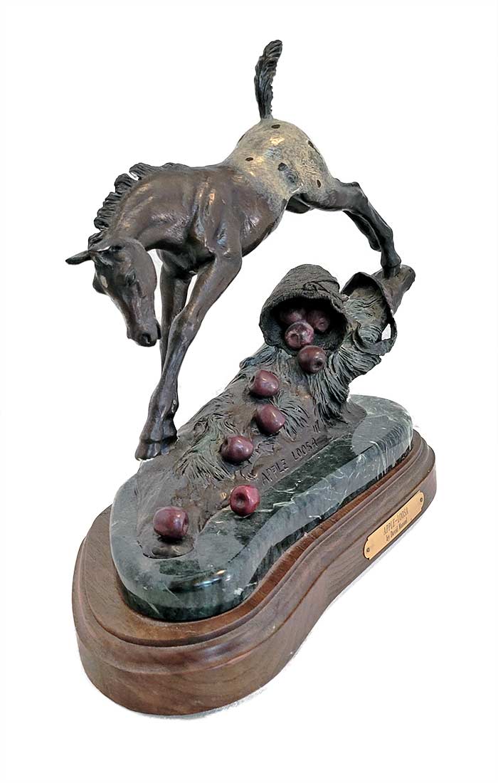 A bronze Appaloosa sculpture by David Manuel