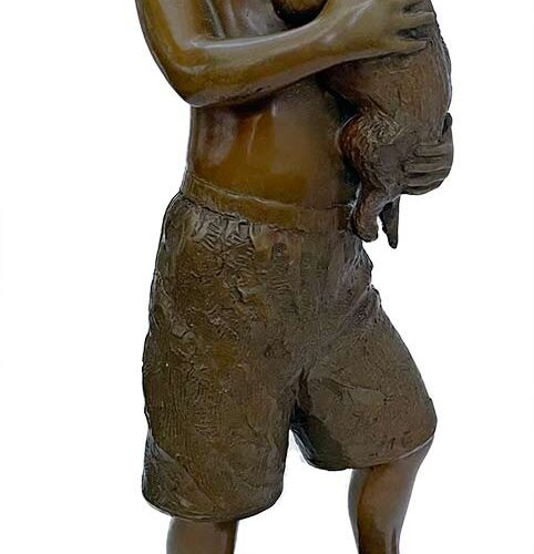 L’Deane Trueblood bronze sculpture boy with dog