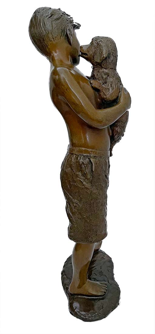 L'Deane Trueblood bronze sculpture boy with dog