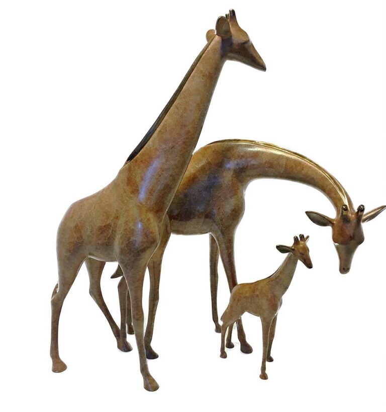 A bronze sculpture of a family of Giraffes by Loet Vanderveen