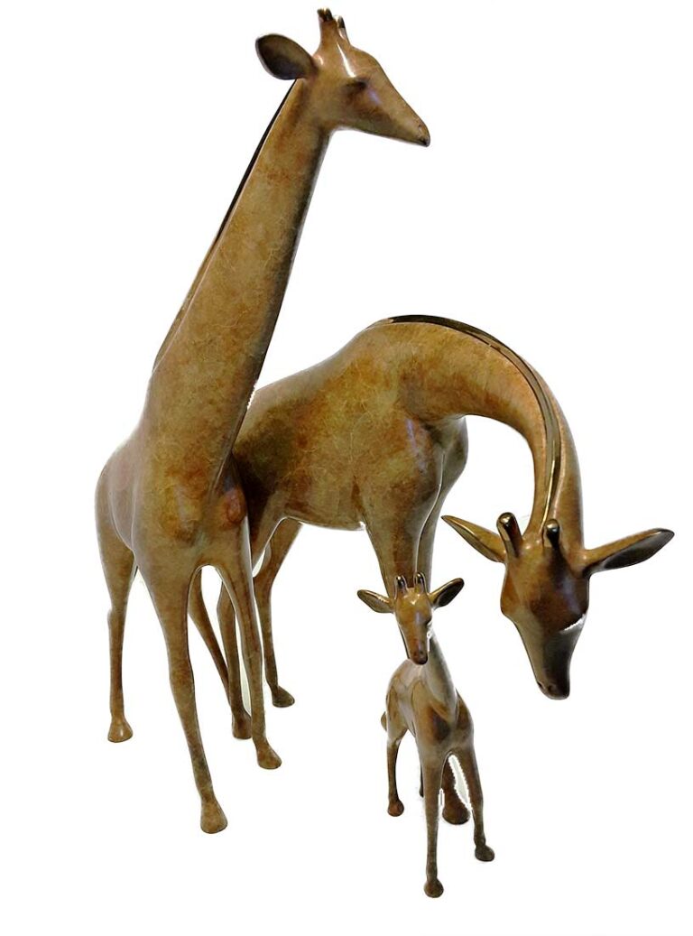 A bronze sculpture of a family of Giraffes by Loet Vanderveen