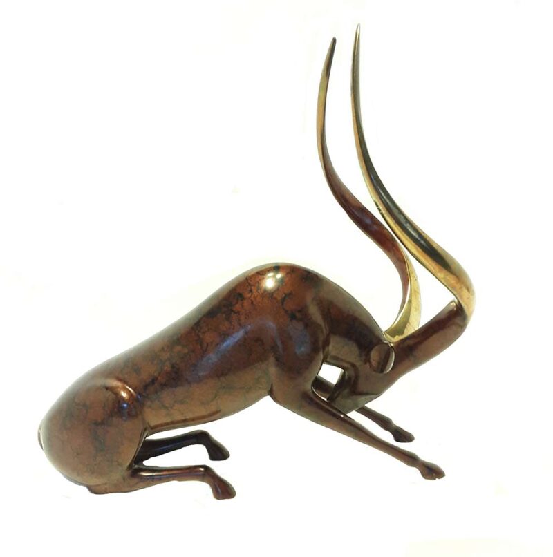 Stretching Gazelle sculpture in bronze by Loet Vanderveen