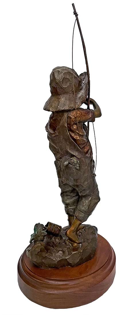 Walt Horton bronze sculpture Hook, Line. and No Sneakers