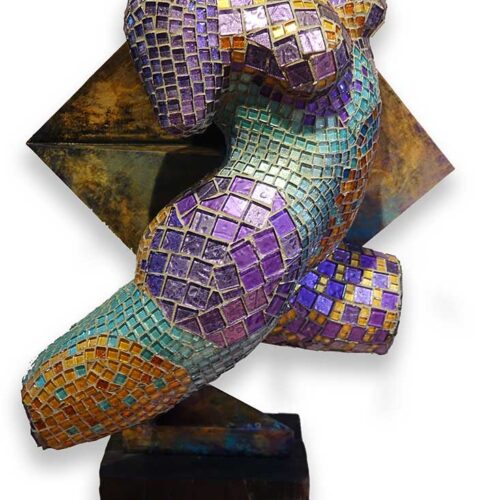 A mixed-media mosaic sculpture by Gail Glikmann