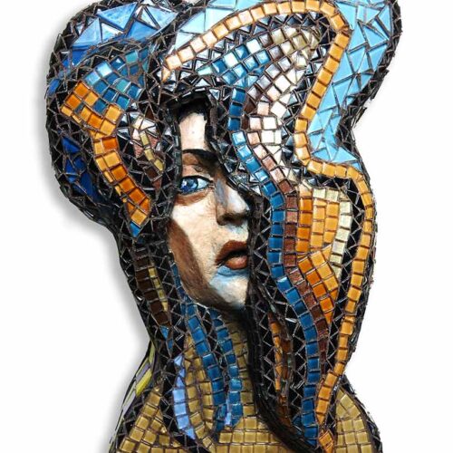 Lilly – a mixed-media & mosaic sculpture by Gail Glikmann