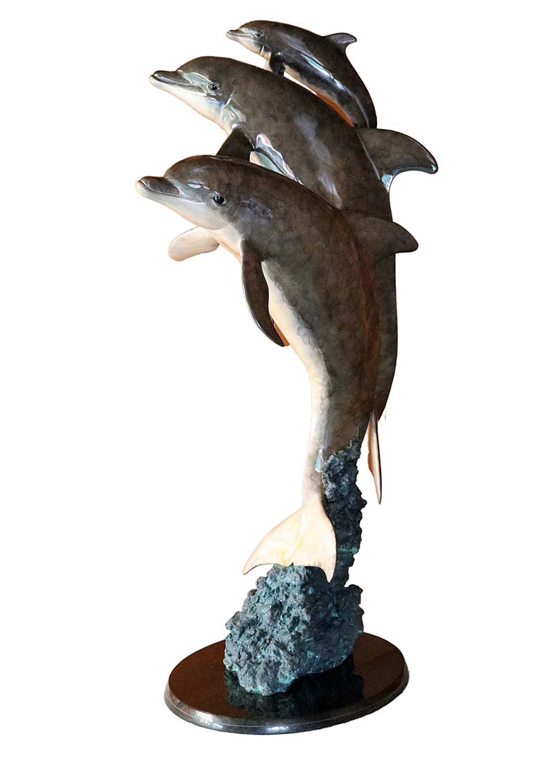 Wyland a bronze dolphins sculpture titled 6ft Synchronicity