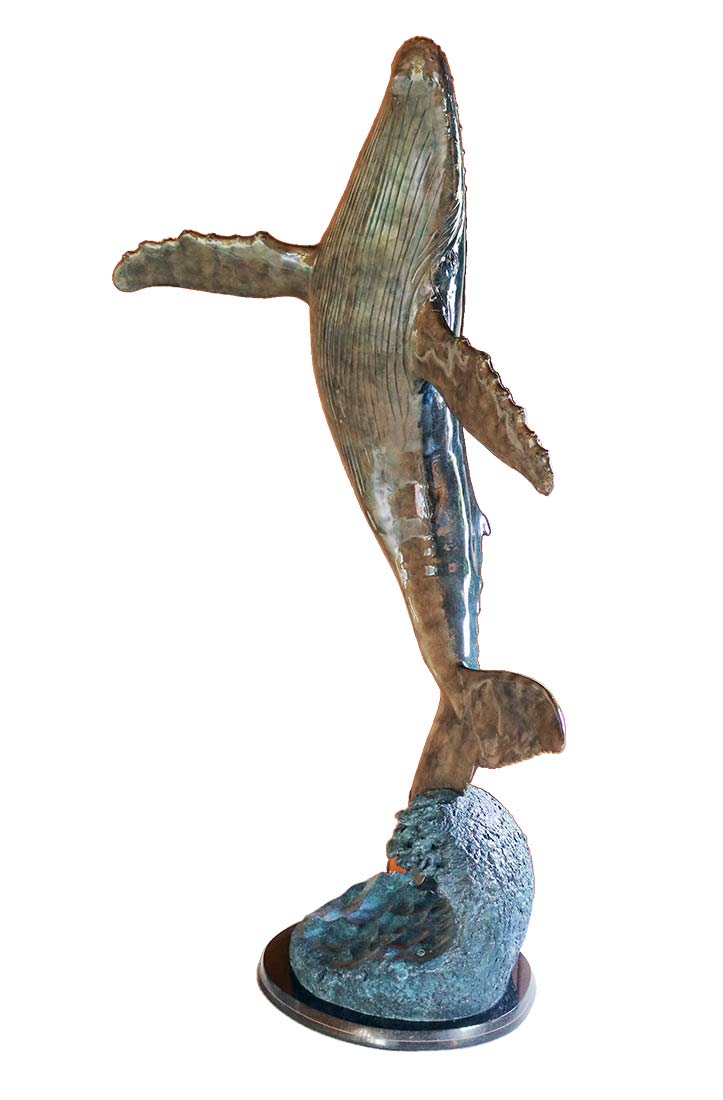 Wyland – Breach for the Sky a bronze whale sculpture