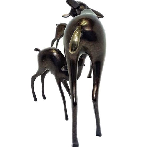 Bronze Doe and Fawn sculptures by Loet Vanderveen