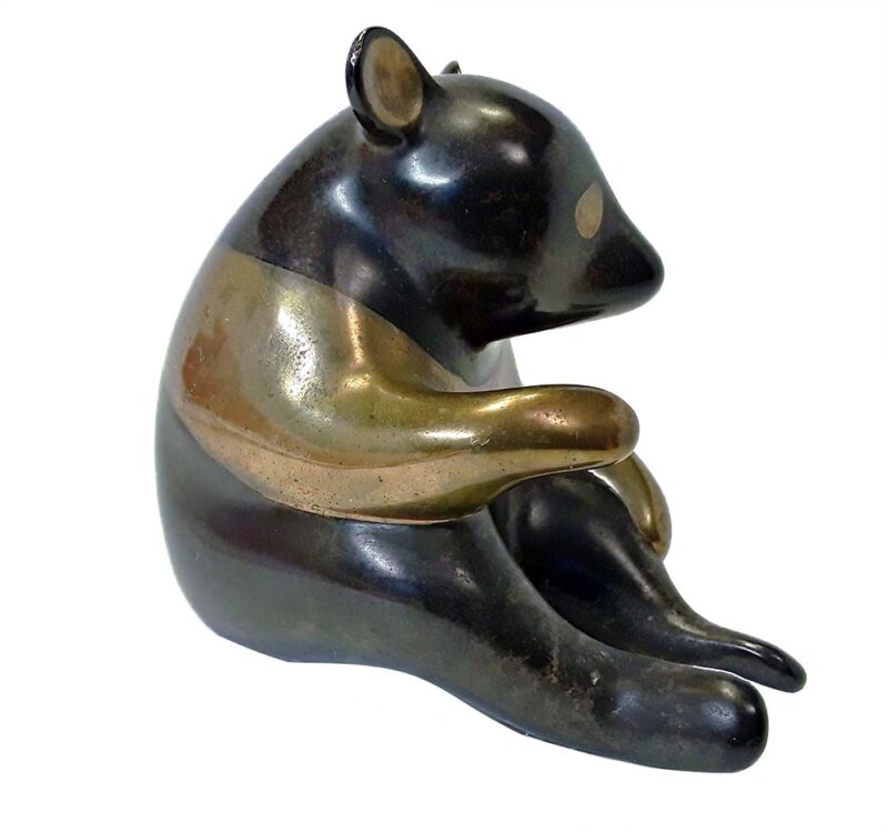 Bronze Panda bear sculpture by Loet Vanderveen