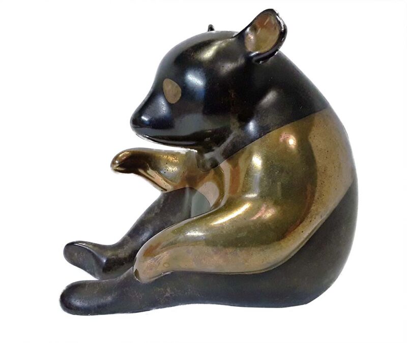 Bronze Panda bear sculpture by Loet Vanderveen