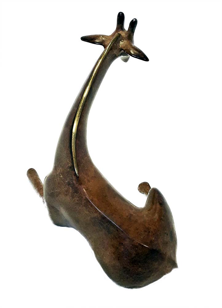 Bronze sculpture of a small giraffe by Loet Vanderveen