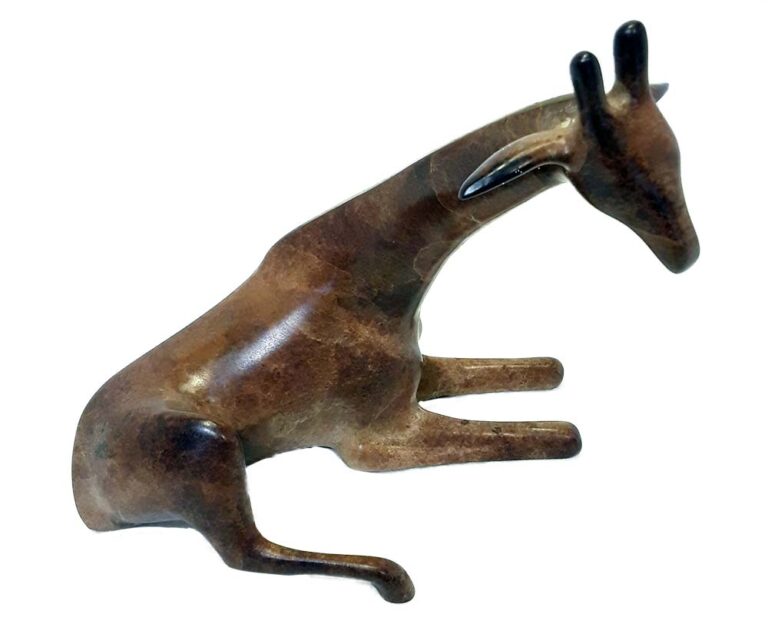 Bronze sculpture of a small giraffe by Loet Vanderveen