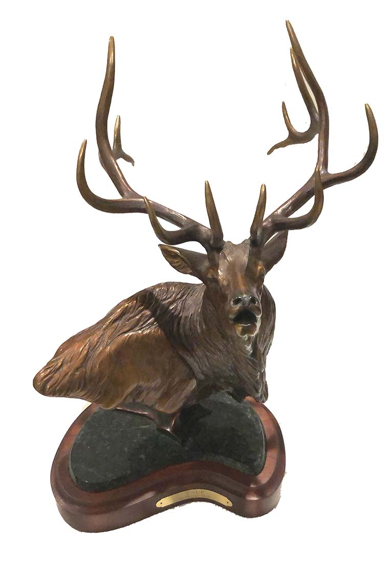 7-Up a bronze elk sculpture by Dennis Jones