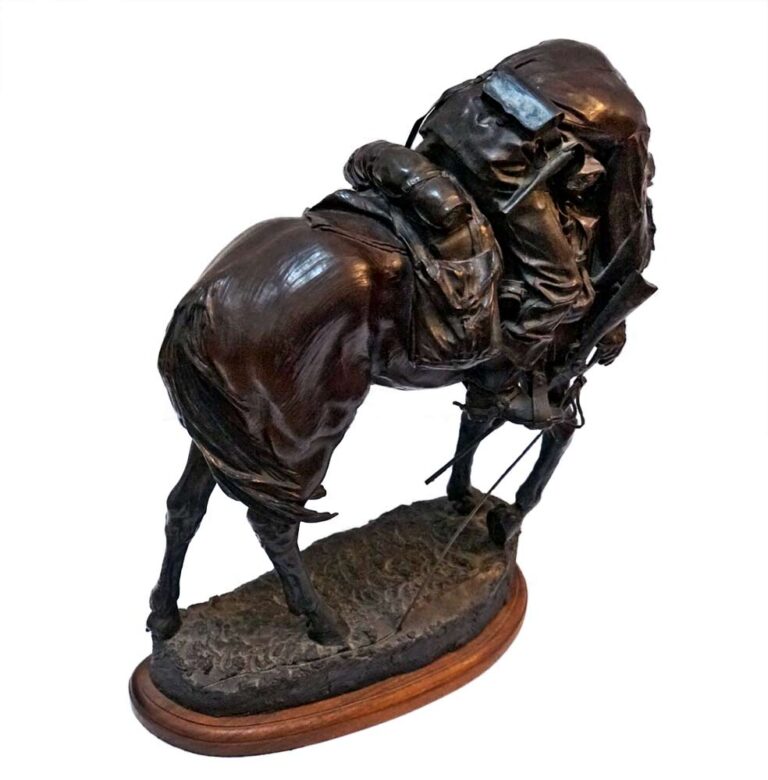 Carried to Safety – bronze Civil War Sculpture of Horse and Wounded Rider by James Muir