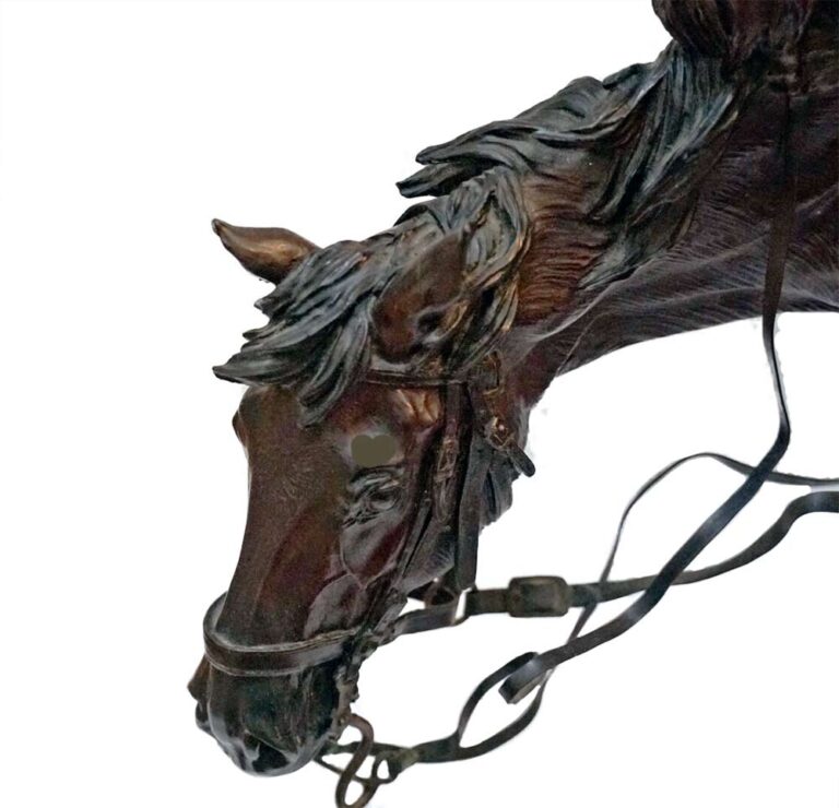 Carried to Safety – bronze Civil War Sculpture of  Horse and Wounded Rider by James Muir