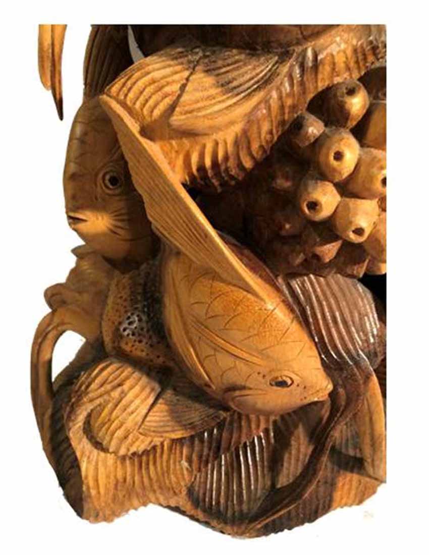 Whimsical carved wood Fish carving fishing gift