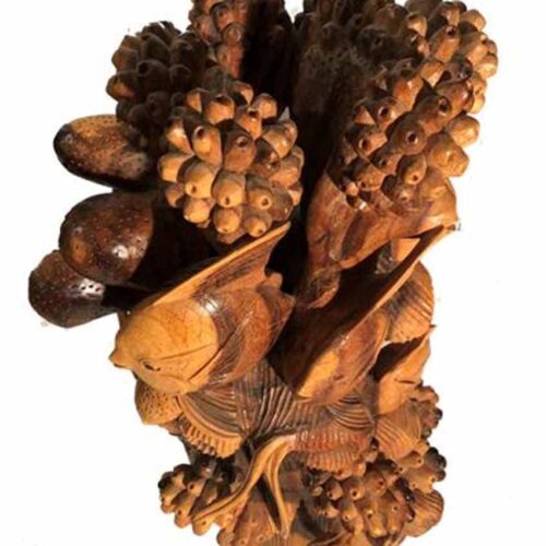 Carved Wood Aquatic Intricate Sculpture