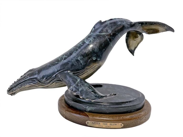 Vince Valdez – After the Blow a limited edition bronze whale sculpture