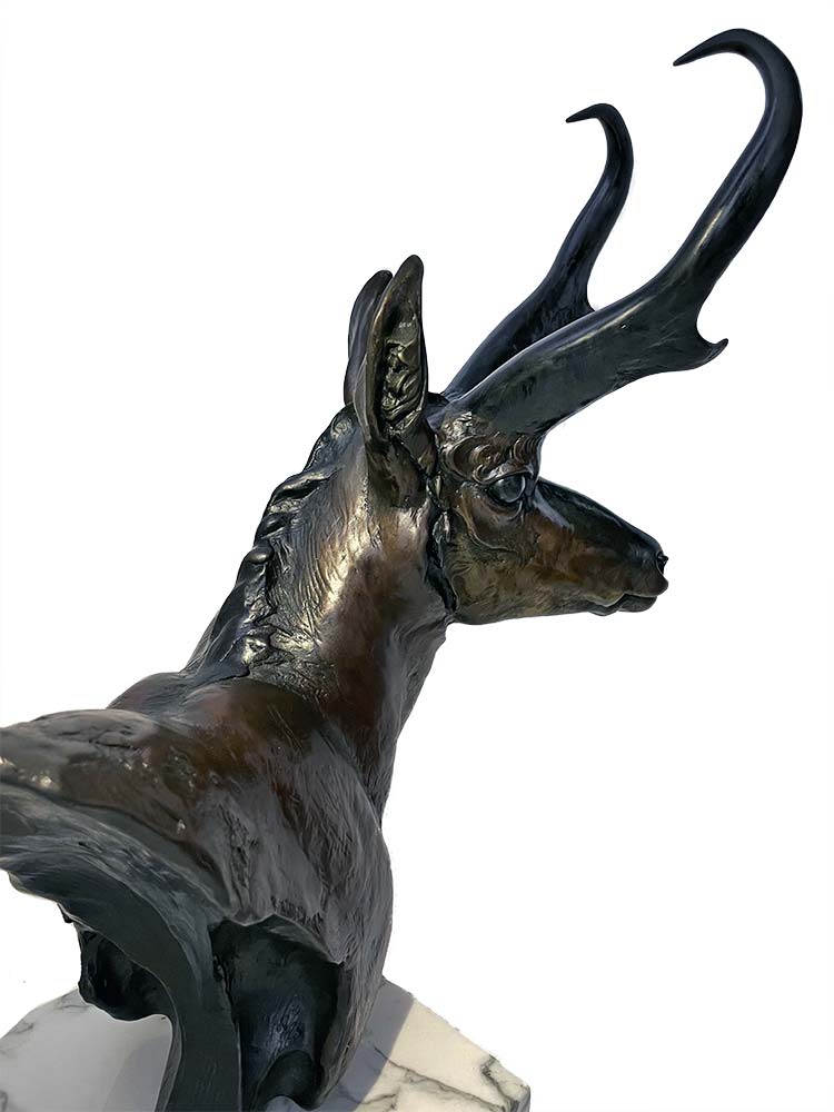 Plains Monarch a limited edition bronze antelope sculpture by Vince Valdez