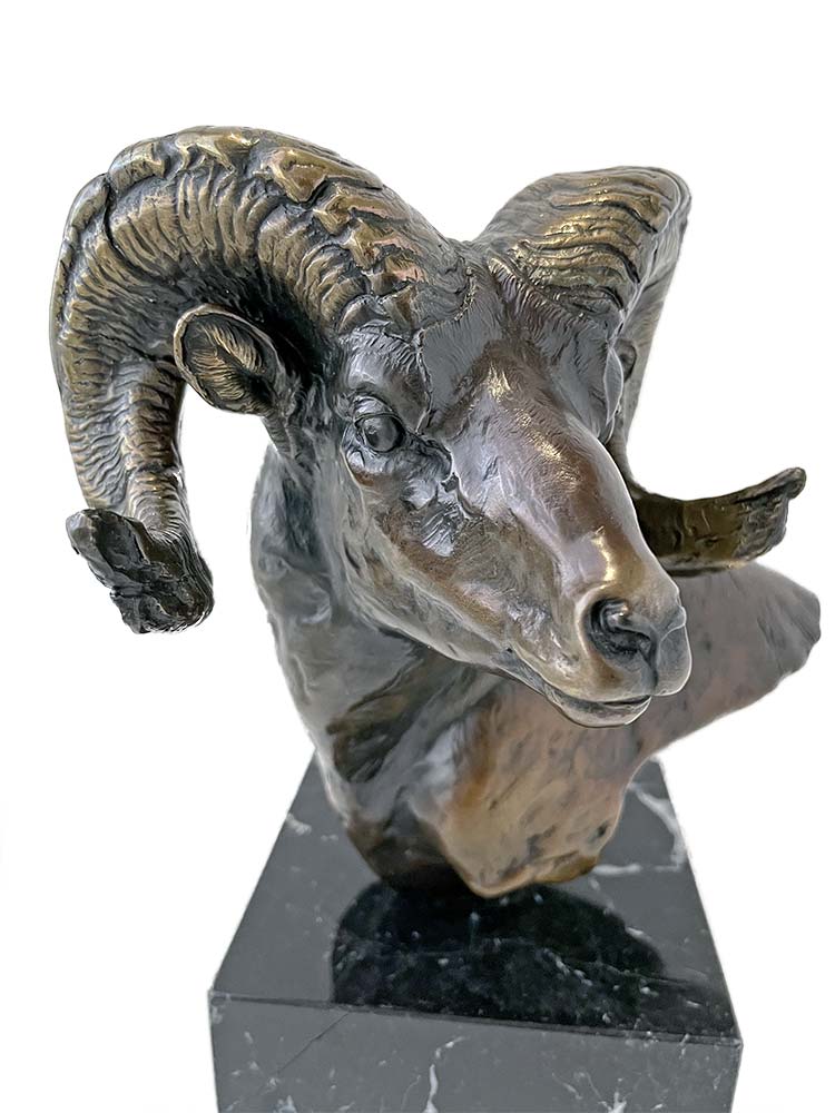 Rams Head bronze sculpture by Vince Valdez