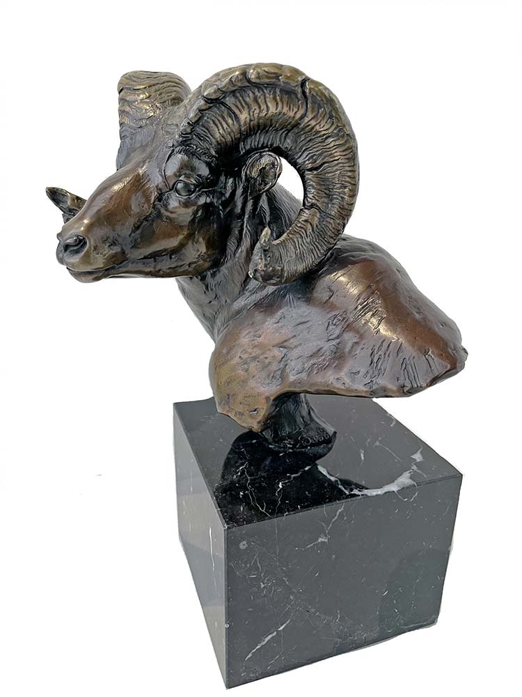 Rams Head bronze sculpture by Vince Valdez