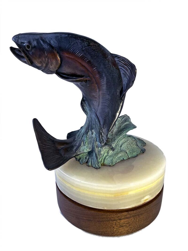 Vince Valdez - Splash Dance limited edition bronze fish-trout sculpture