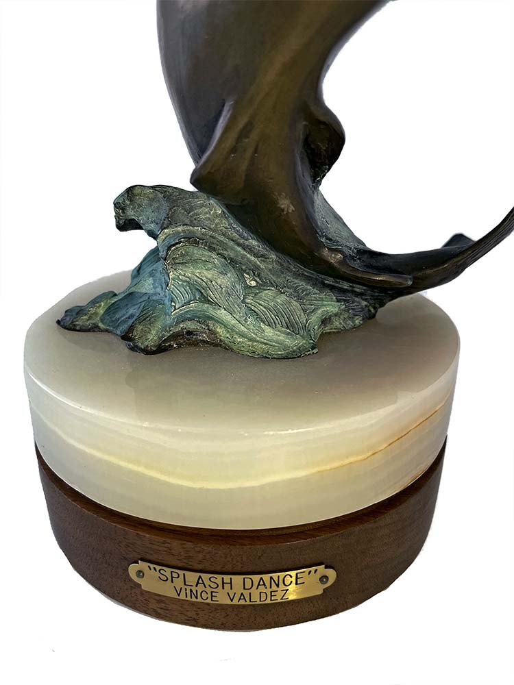 Vince Valdez - Splash Dance limited edition bronze fish-trout sculpture