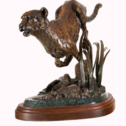 Survival on the Serengeti a limited edition bronze sculpture by sculptor-artist Dennis Jones