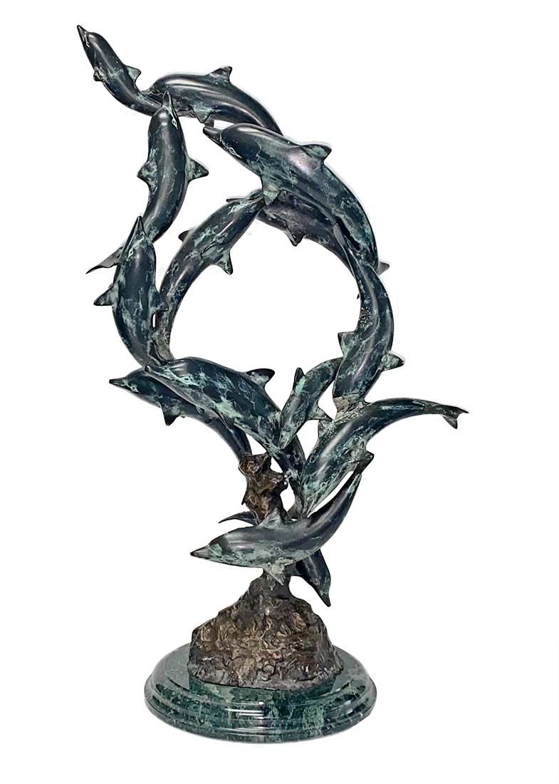 Dolphin's Rising a Pod of Dolphins in bronze by SPI