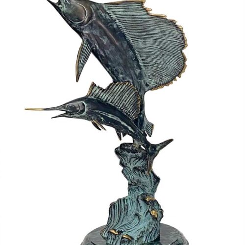 School of Sailfish rising in bronze by SPI