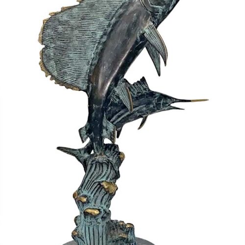 School of Sailfish rising in bronze by SPI