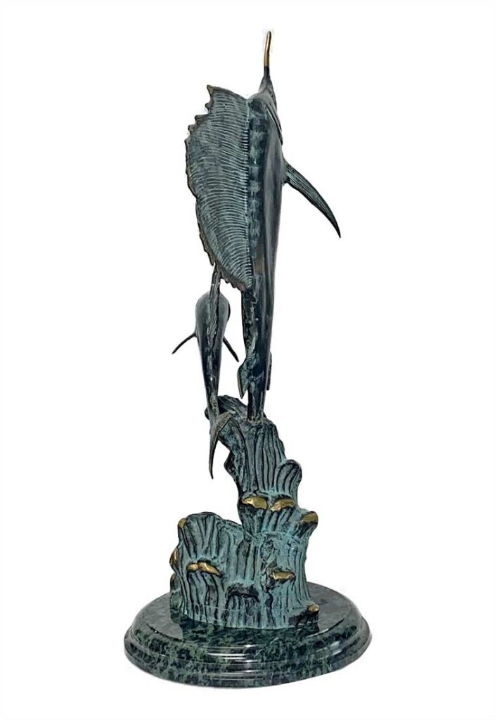 SPI sculpture a bronze sculpture of rising Sailfish school