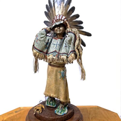 Dave McGary bronze Native American sculpture In Her Father’s Footsteps