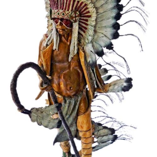 Brave Bear a bronze limited edition Native American sculpture of an Indian Brave created by noted sculptor-artist Marie Barbera