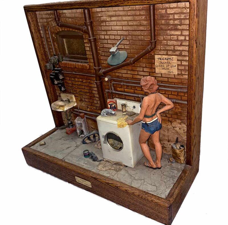 The Laundry a mixed-media diorama by Michael Garman
