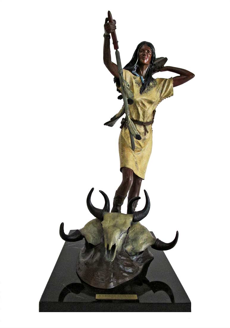 A Legend Renewed, a limited edition bronze White Buffalo Calf Maiden sculpture by Ed Swena