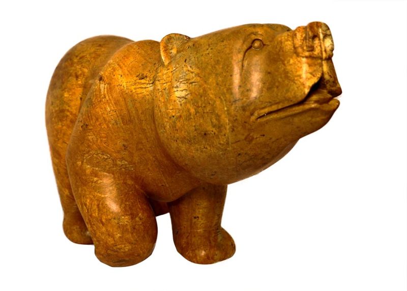 Sayed Hassan Vaezi carved Brazilian Soap Stone Brown Bear Sculpture