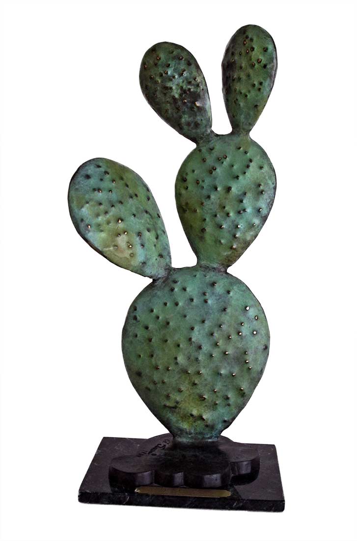 Cactus Prickly Pear a desert cactus bronze sculpture by noted bronze artist Ed Swena