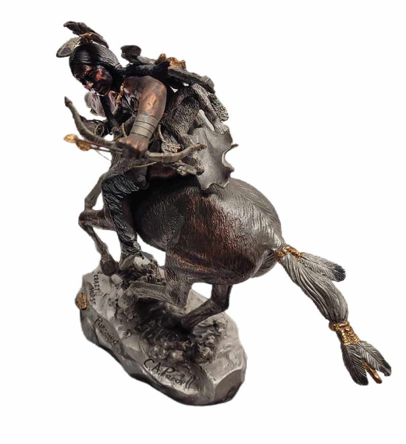 C. A. Pardell mixed-media sculpture of Crazy Horse titled Pursued