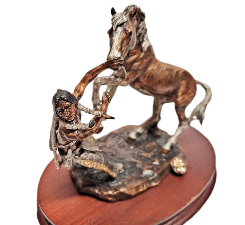 C. A. Pardell a bronze Native American & Horse sculpture titled SHHH!