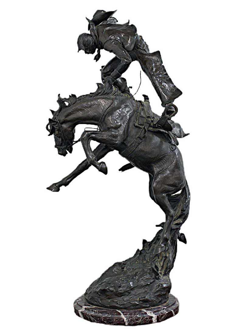 Horseplay a bronze bucking bronco and rider sculpture by noted sculptor-artist Elie Hazak