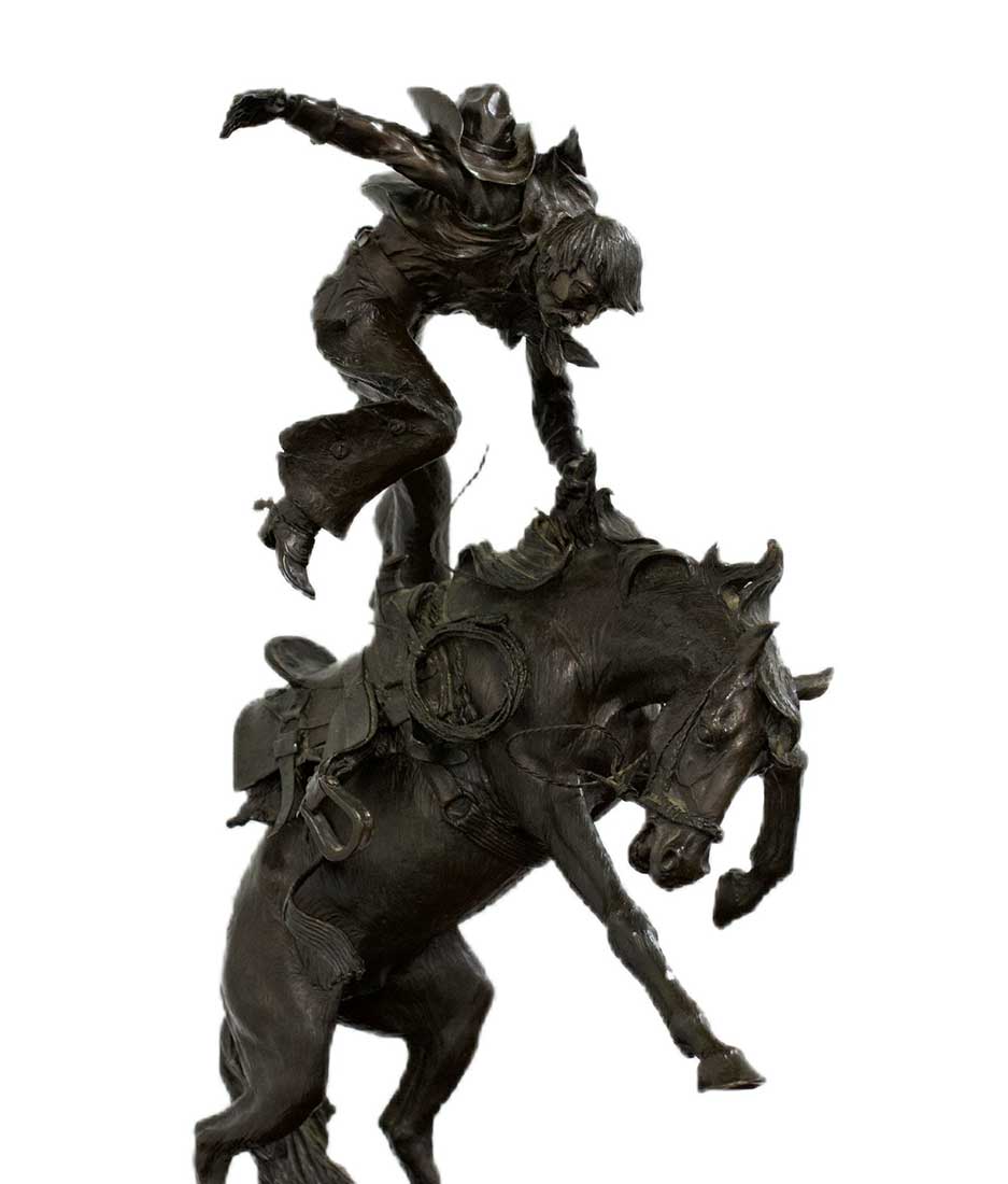 Elie Hazak bronze sculpture | Horseplay bucking horse rider