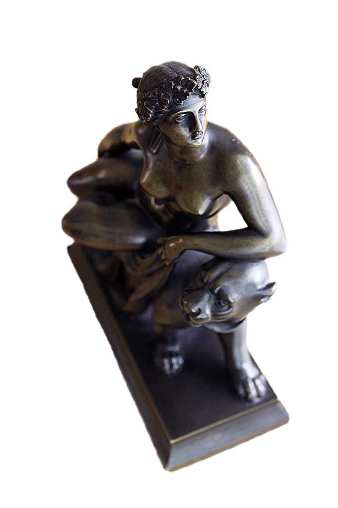 Woman on Lion an Art Nouveau bronze sculpture by noted French Sculptor Louis Kley